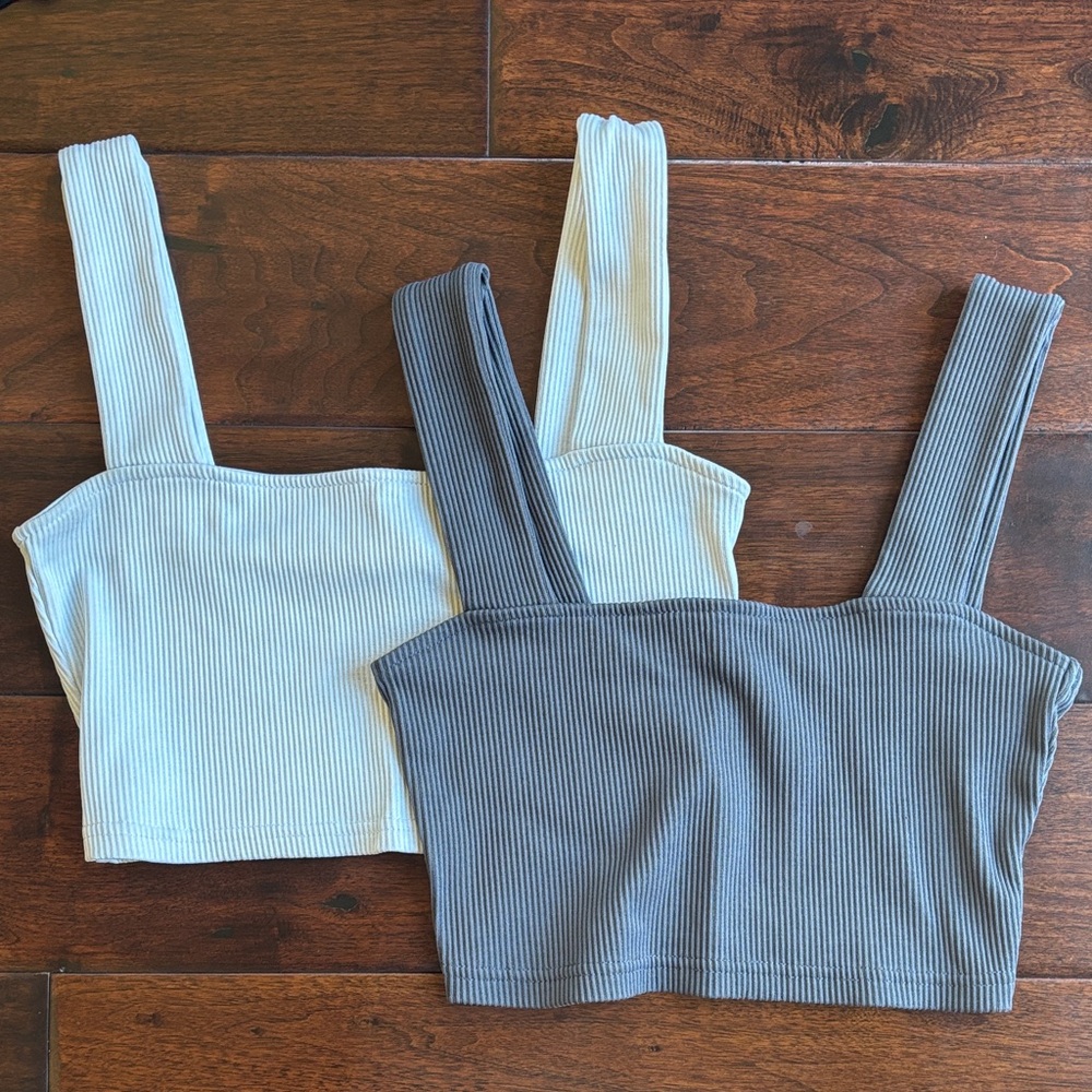 H&M DIVIDED RIBBED TANKS